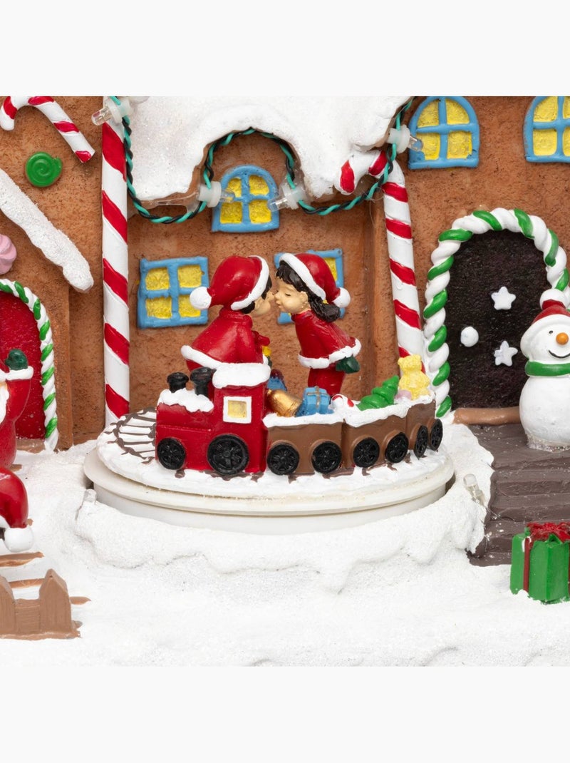 Village lumineux père noël bonhomme de neige train 11 led musical et avec mouvement kandy Multicolore - Kiabi