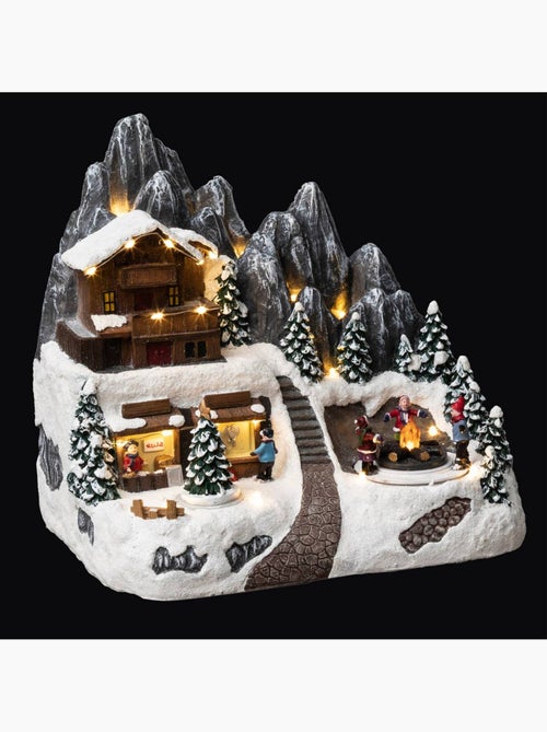 Village lumineux refuge de montagne 24 led h27,5 cm à mouvement evin - Kiabi