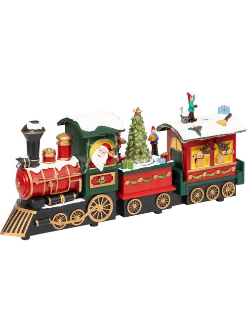 Village lumineux train père noël bonhomme de neige 12 led musical avec mouvement glynn - Kiabi