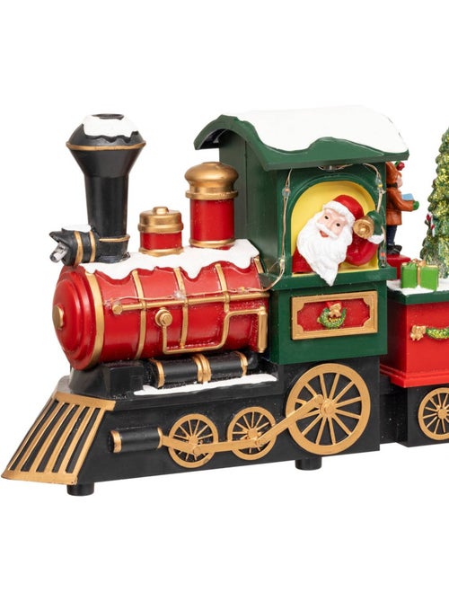 Village lumineux train père noël bonhomme de neige 12 led musical avec mouvement glynn - Kiabi