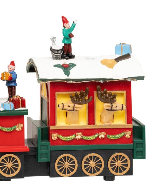 Village lumineux train père noël bonhomme de neige 12 led musical avec mouvement glynn - Kiabi