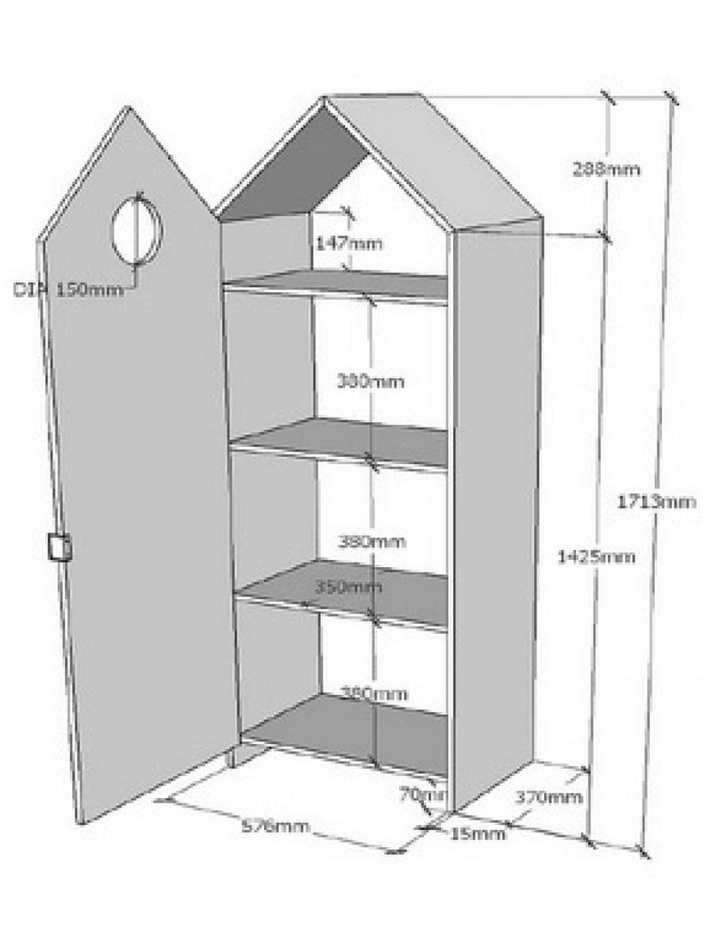 Vipack' casami armoire 1 porte Gris - Kiabi