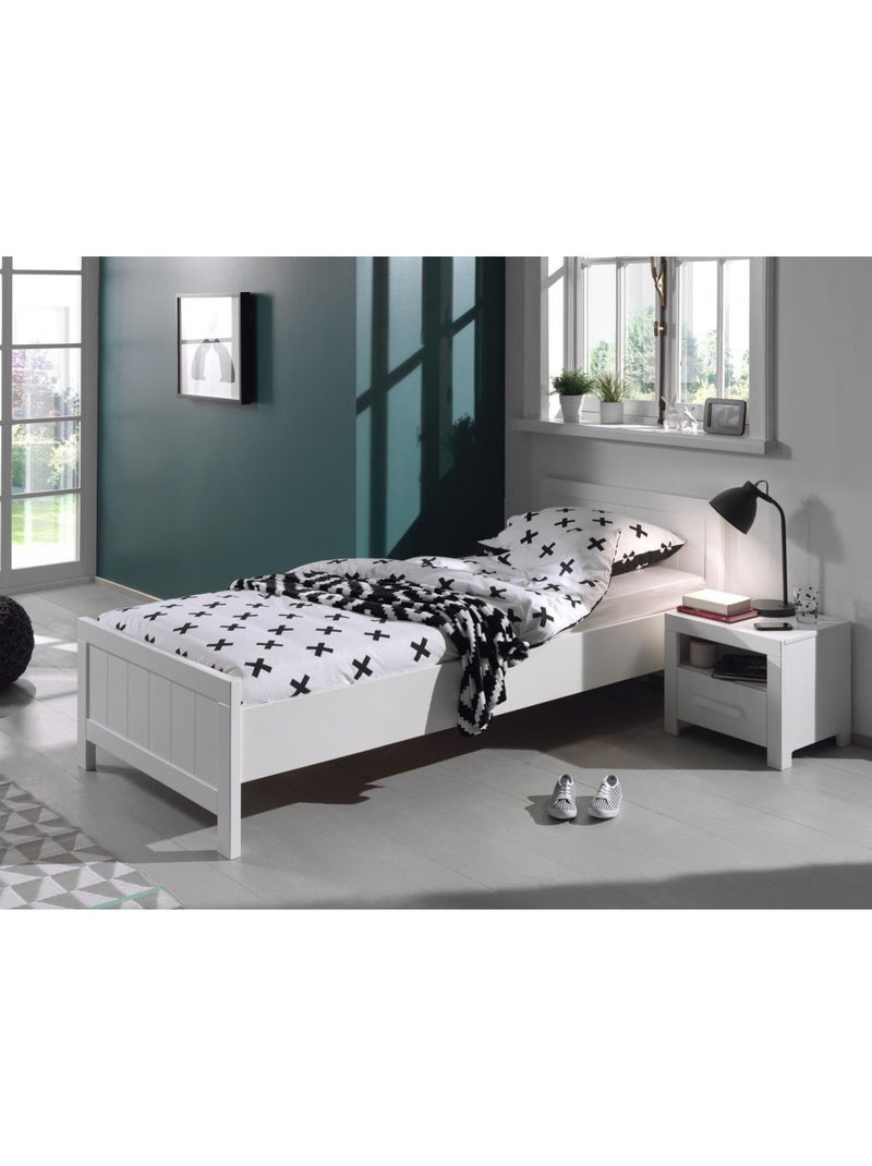 Vipack  ERIK  Lit simple 90x200 cm + Chevet Noir - Kiabi