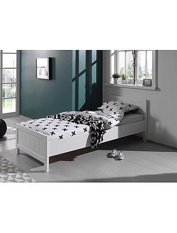 Vipack ERIK Lit simple 90x200 cm + Sommier à lattes