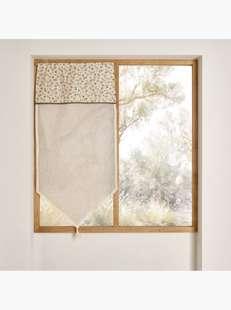 Vitrage coton à parement végétal et bas pointe Beige - Kiabi