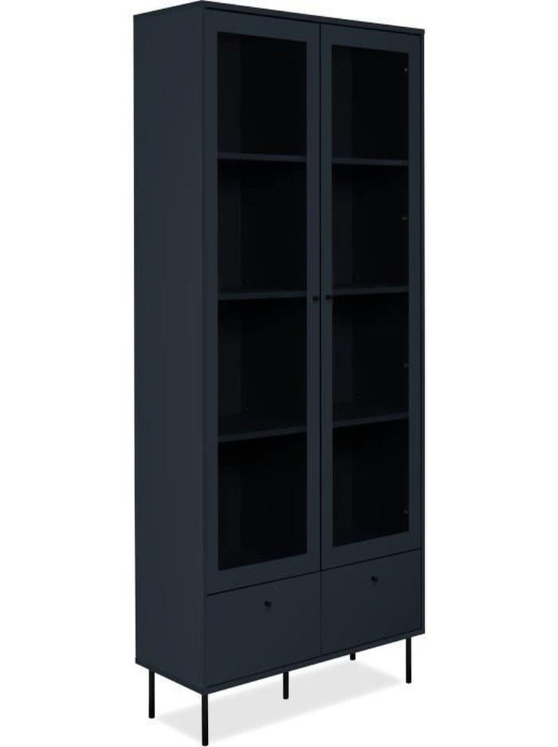 Vitrine buffet haut - Caracas - 2 portes vitrées - CALICOSY Bleu - Kiabi