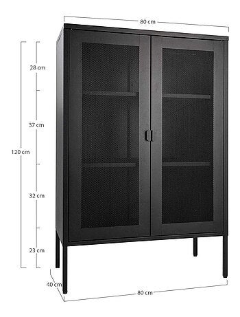 Vitrine d'exposition noire avec porte en grillage - House Nordic