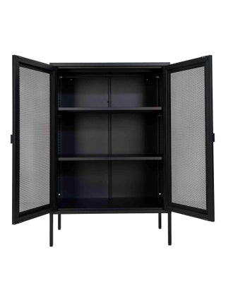 Vitrine d'exposition noire avec porte en grillage - House Nordic