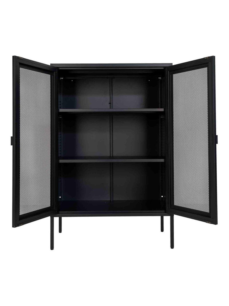 Vitrine d'exposition noire avec porte en grillage - House Nordic Noir mat - Kiabi