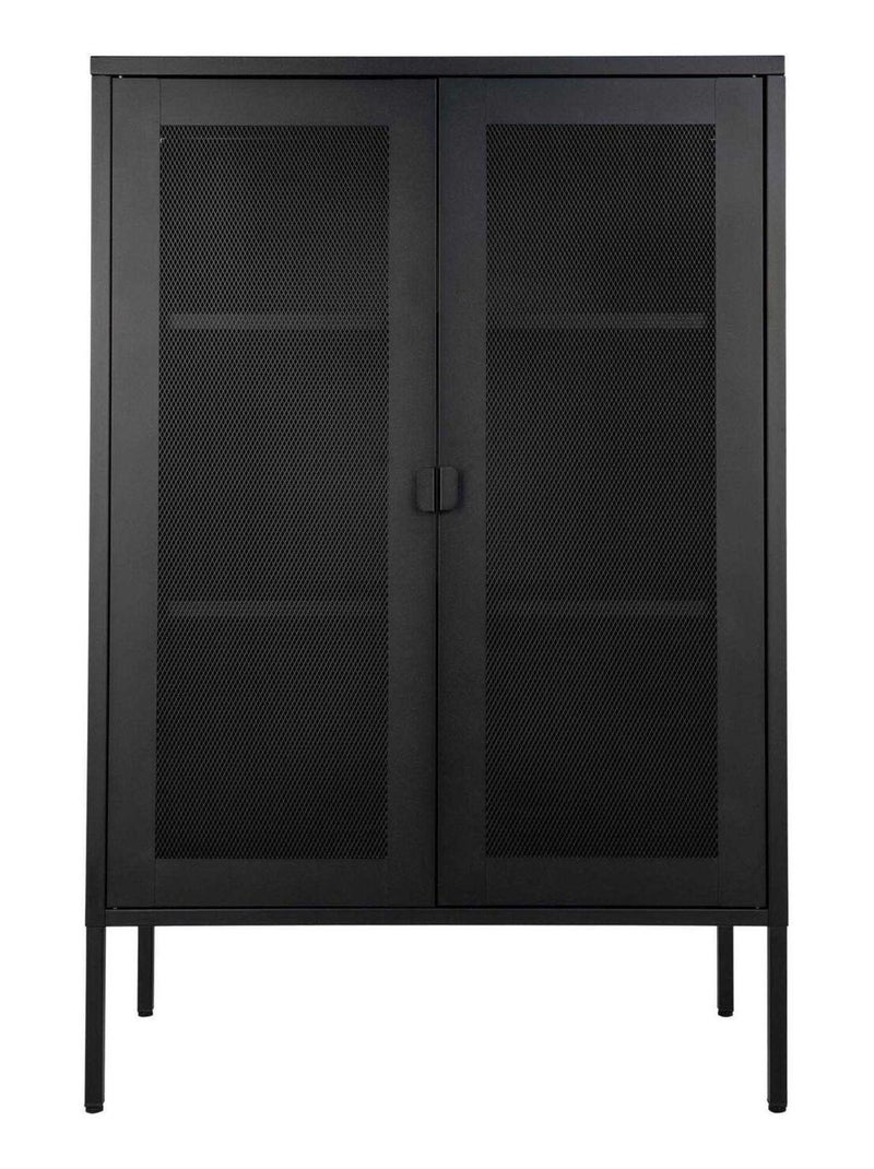 Vitrine d'exposition noire avec porte en grillage - House Nordic Noir mat - Kiabi