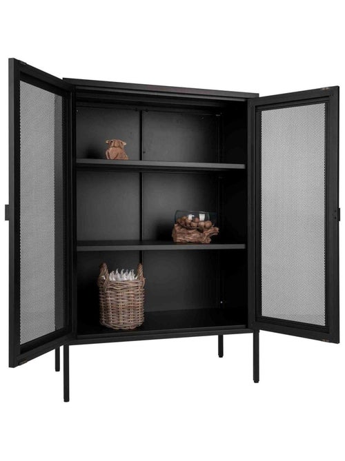 Vitrine d'exposition noire avec porte en grillage - House Nordic - Kiabi