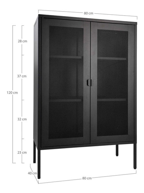 Vitrine d'exposition noire avec porte en grillage - House Nordic - Kiabi