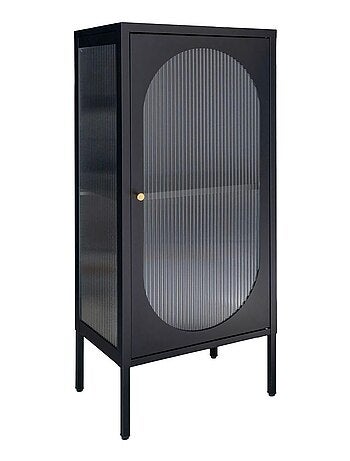 Vitrine noire avec porte en verre ondulé 50 x 35 x - House Nordic