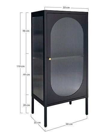 Vitrine noire avec porte en verre ondulé 50 x 35 x - House Nordic