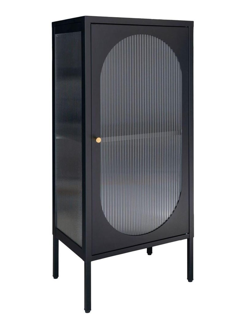 Vitrine noire avec porte en verre ondulé 50 x 35 x - House Nordic Noir mat - Kiabi