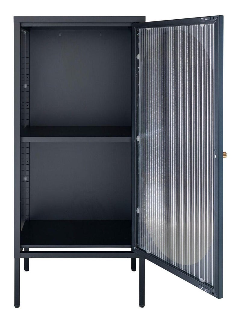 Vitrine noire avec porte en verre ondulé 50 x 35 x - House Nordic Noir mat - Kiabi