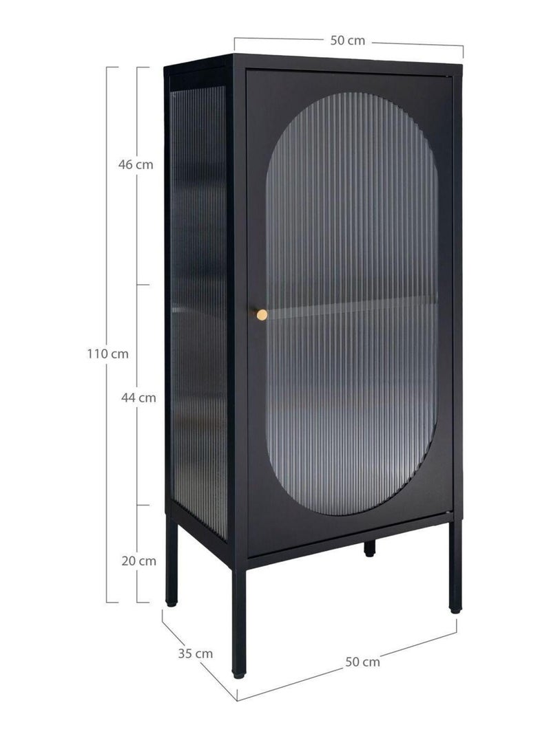 Vitrine noire avec porte en verre ondulé 50 x 35 x - House Nordic Noir mat - Kiabi