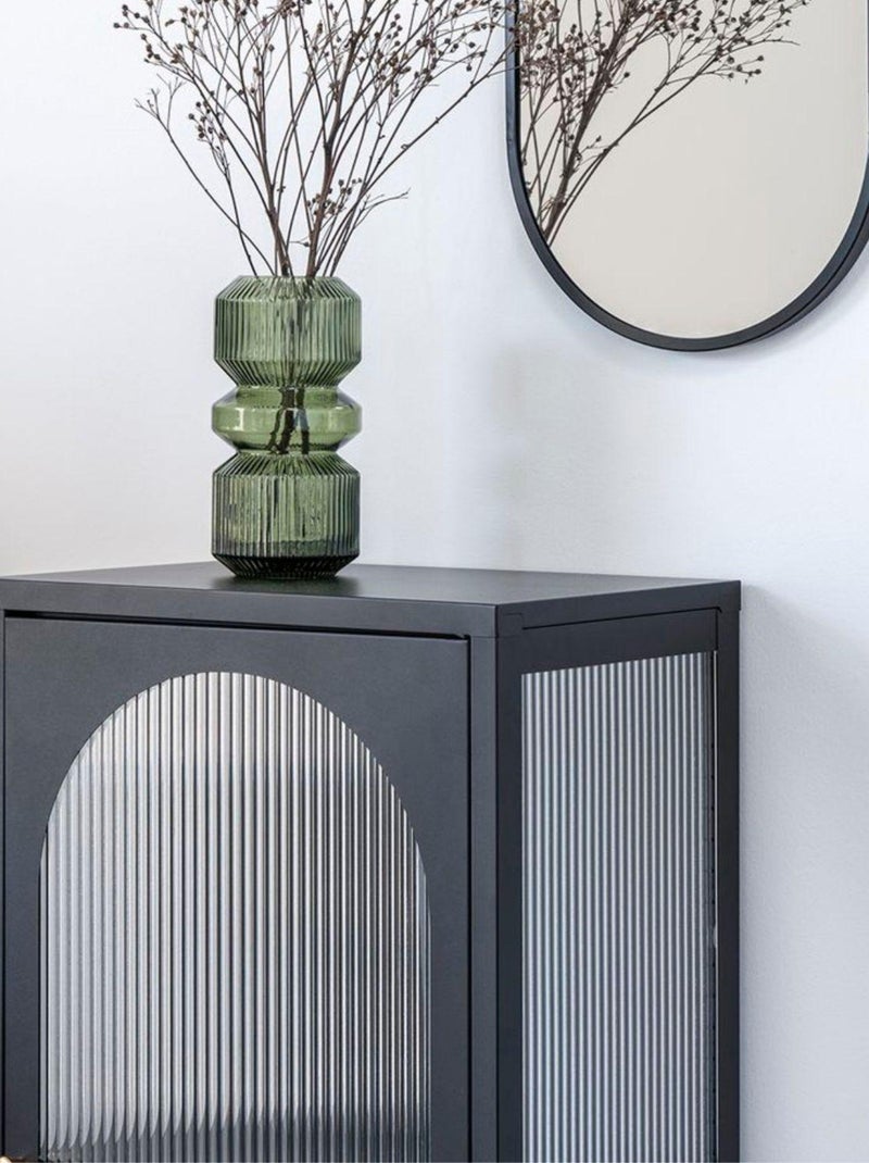 Vitrine noire avec porte en verre ondulé 50 x 35 x - House Nordic Noir mat - Kiabi