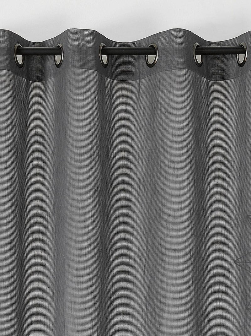 Voilage  -  - Effet de rayures gris anthracite - Kiabi