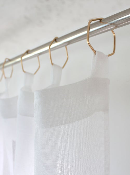 Voilage  - Effet lin avec anneaux dorés - Kiabi
