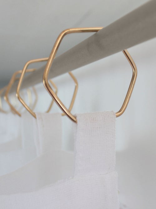 Voilage  - Effet lin avec anneaux dorés - Kiabi