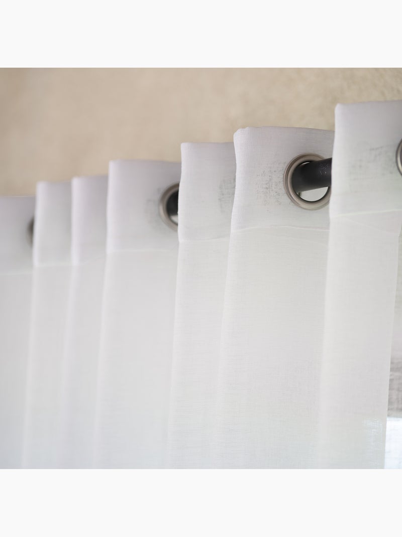 Voilage   - Effet lin fluide Blanc - Kiabi