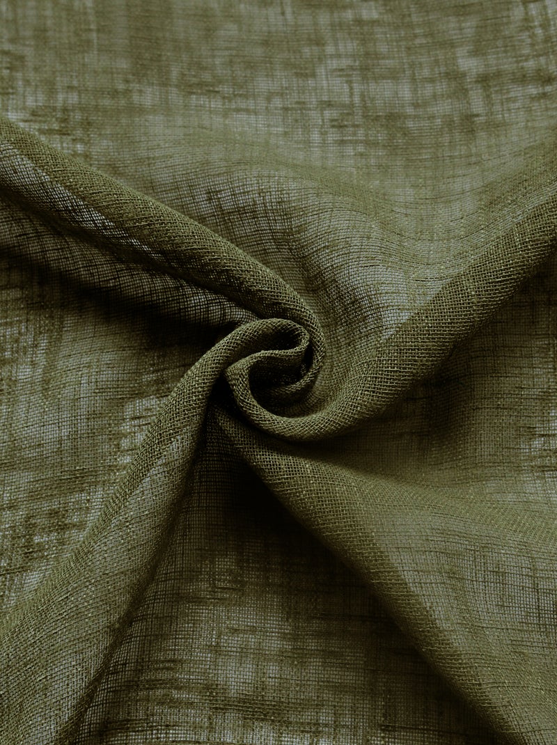 Voilage   - Effet lin fluide Vert olive - Kiabi