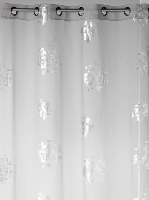 Voilage  - Effet lin imprimés argentés - Kiabi