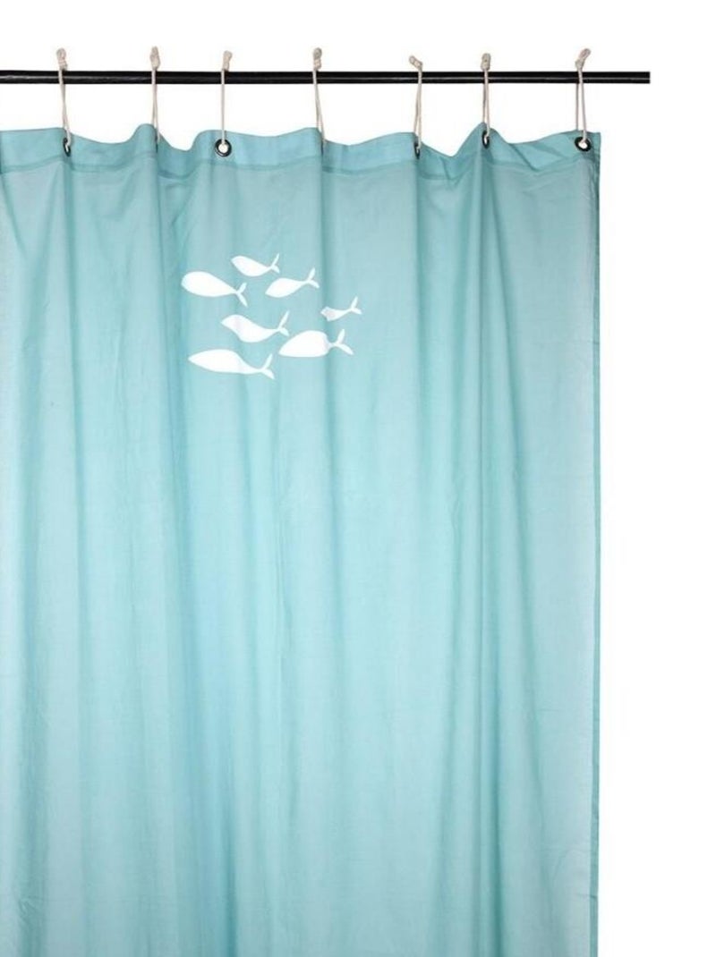 Voilage 140x260 cm Atlantide turquoise coton Bleu - Kiabi
