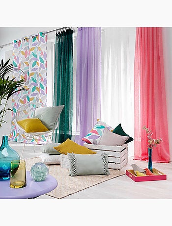 Voilage à anneaux en voile tissé