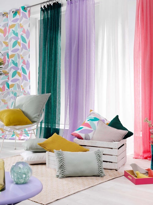 Voilage à anneaux en voile tissé - Kiabi