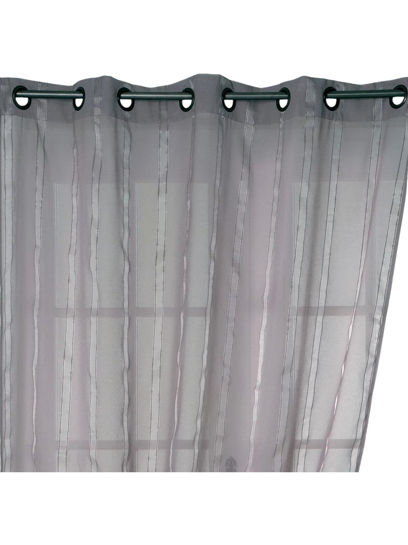 Voilage à fines rayures verticales brillantes Gris clair - Kiabi