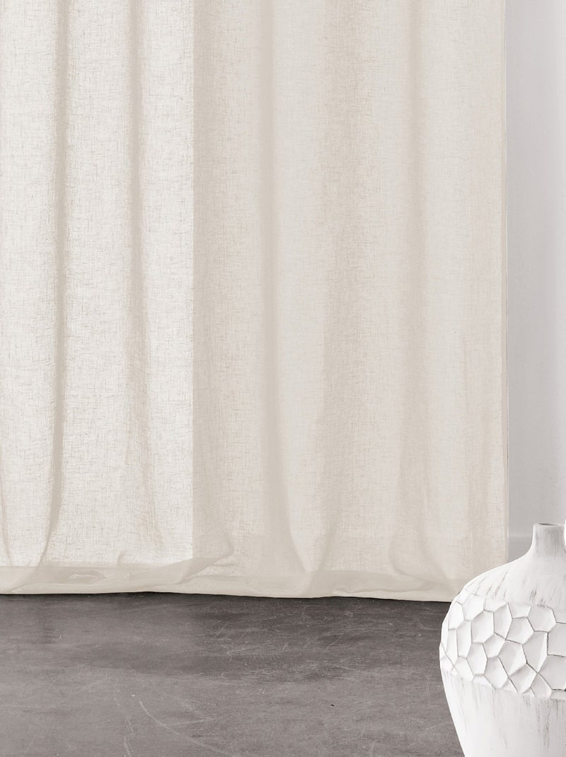 Voilage à Galon Fronceur Semi-Transparent Blanc cassé - Kiabi