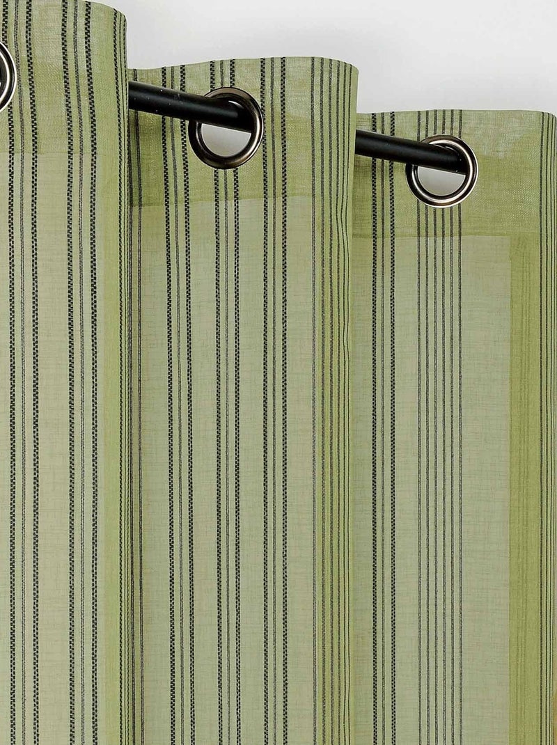 Voilage à l'aspect lin aux rayures verticales Vert - Kiabi
