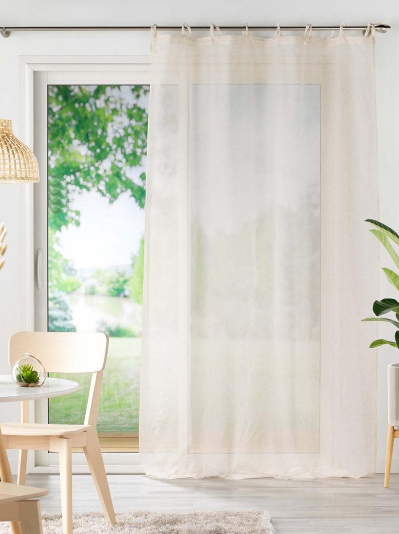 Voilage à nouettes  - Effet lin tissé Beige - Kiabi