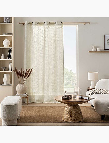 Voilage à œillets - Effet lin tissé fils coupés NEMO