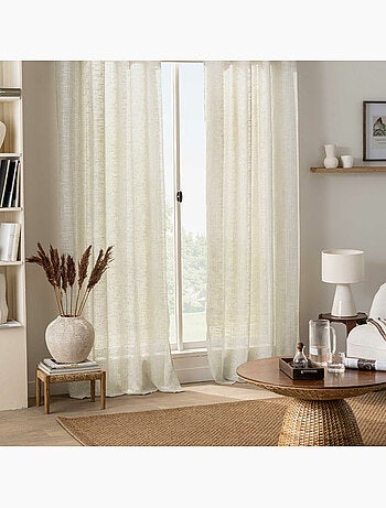 Voilage à œillets - Effet lin tissé fils coupés NEMO