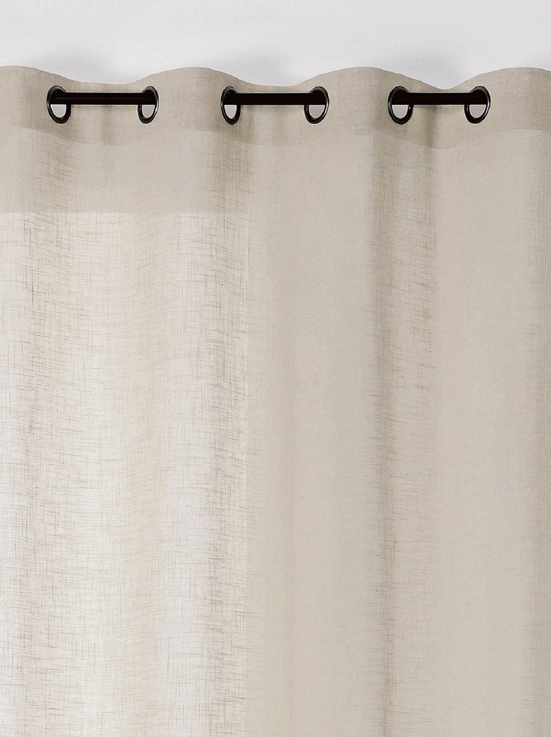 Voilage à Oeillets  - Effet Tissé en Lin Beige clair - Kiabi