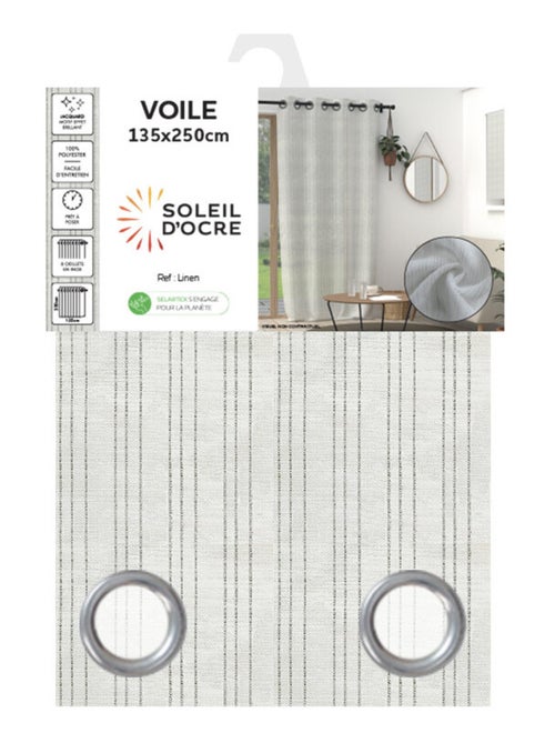 Voilage à oeillets 135x250 cm BELLA, par Soleil d'ocre - Kiabi