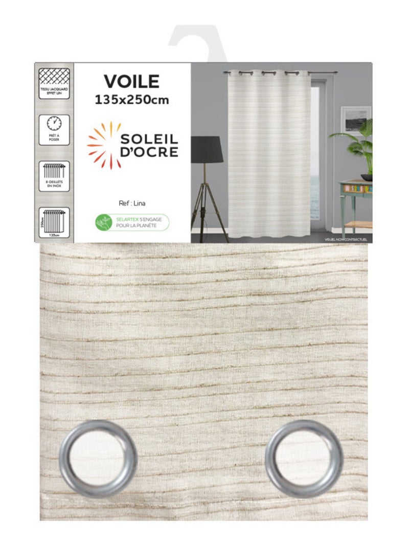 Voilage à oeillets 135x250 cm LINA, par Soleil d'ocre Beige - Kiabi