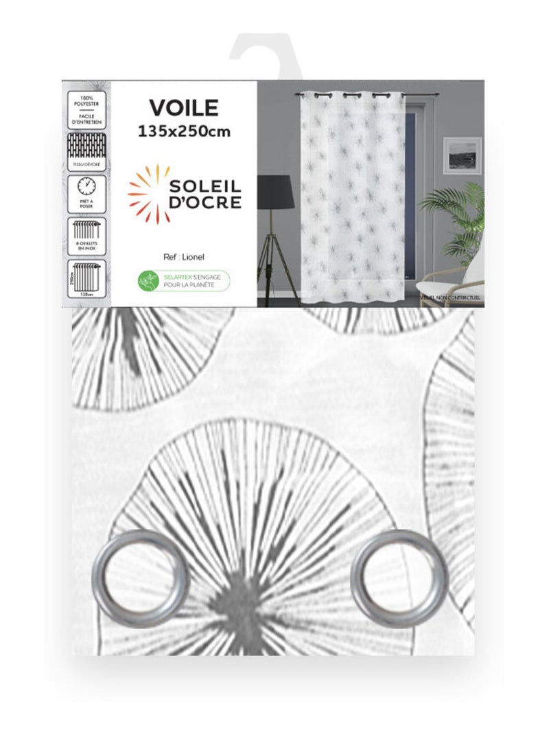 Voilage à oeillets 135x250 cm LIONEL blanc par Soleil d'ocre Blanc - Kiabi