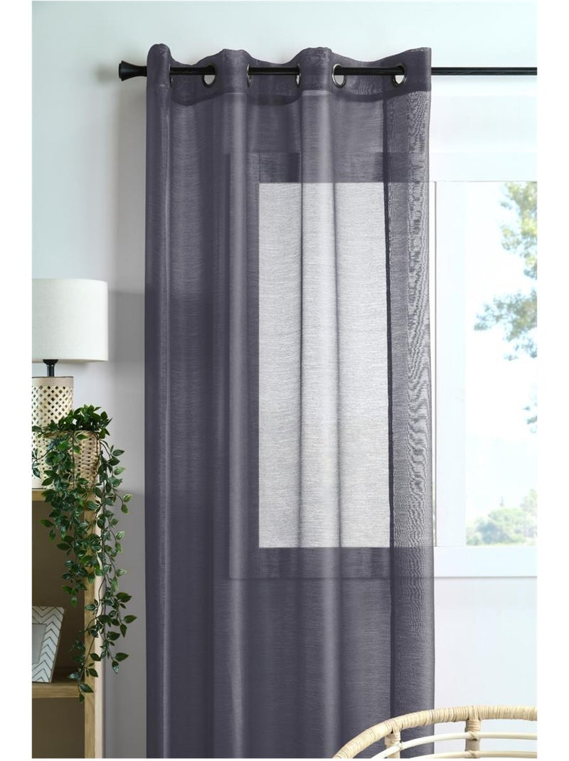 Voilage a oeillets 140 x 260 cm Linwood anthracite Anthracite/Blanc - Kiabi