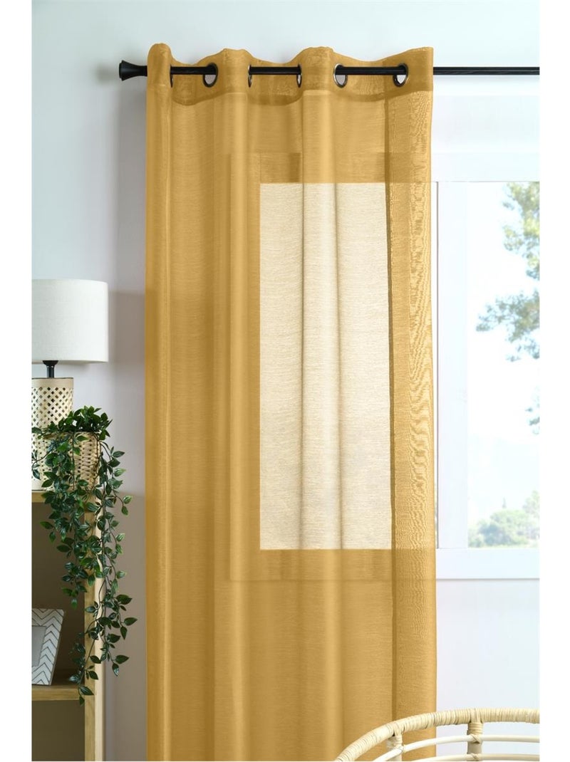Voilage a oeillets 140 x 260 cm Linwood moutarde Jaune moutarde - Kiabi