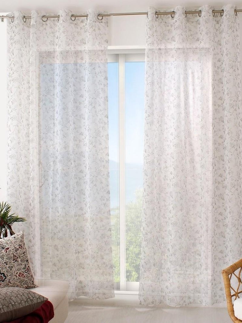 Voilage à œillets 140x240 Camélia vison Beige - Kiabi
