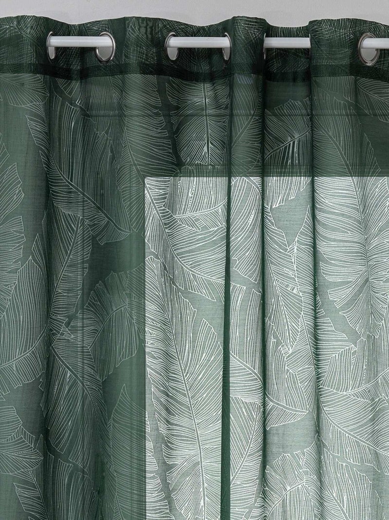 Voilage à œillets 140x240 Devo feuille vert cèdre Vert - Kiabi