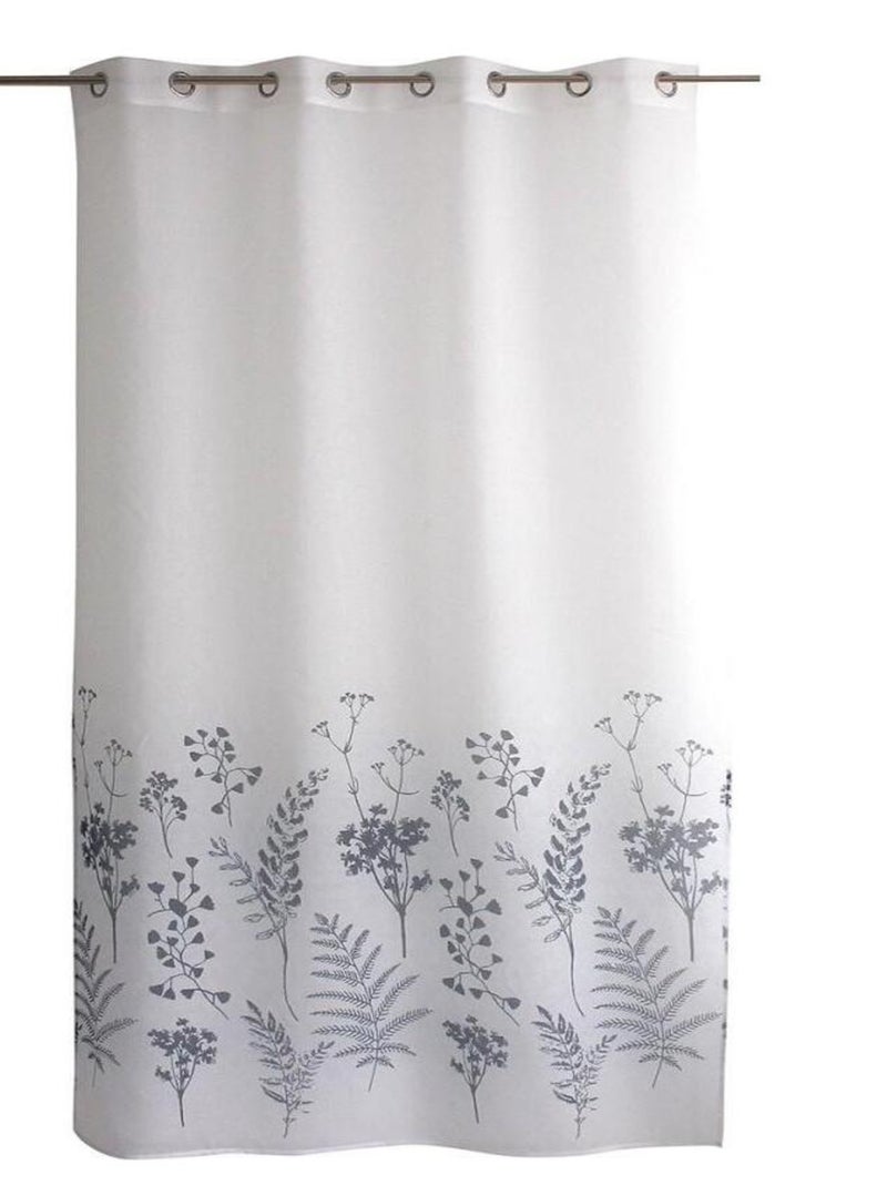 Voilage à œillets 140x240 Herbier blanc bleu Bleu - Kiabi