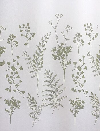 Voilage à œillets 140x240 Herbier blanc vert olive