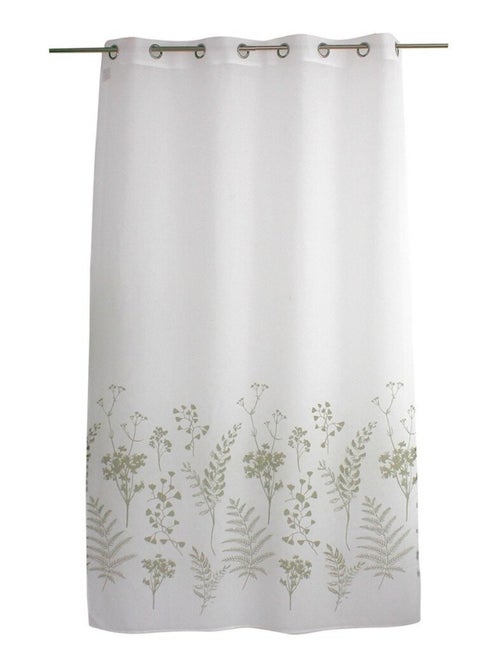 Voilage à œillets 140x240 Herbier blanc vert olive - Kiabi