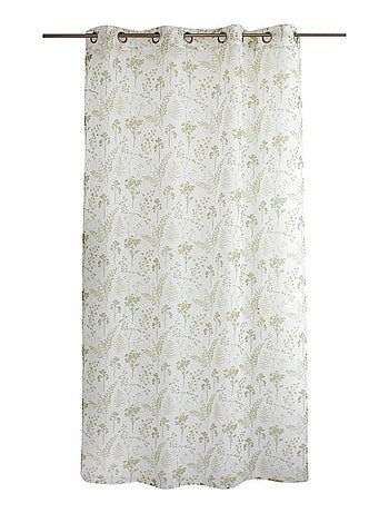 Voilage à œillets 140x240 Herbier blanc vert tilleul