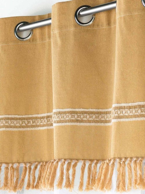 Voilage à œillets 140x240 Janara ocre polycoton - Kiabi